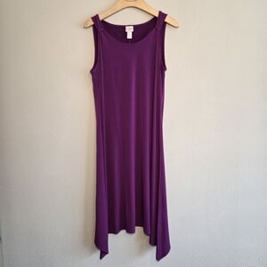 Chico's Hyacinth Purple Shoulder Detail Midi Dress Sz 8 Summer
